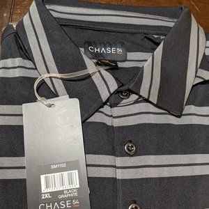 XXL Chase 54 Golf Polo - Black/Gray Stripes